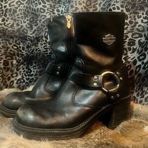 Harley-Davidson Black Moto Boots with Silver Accents